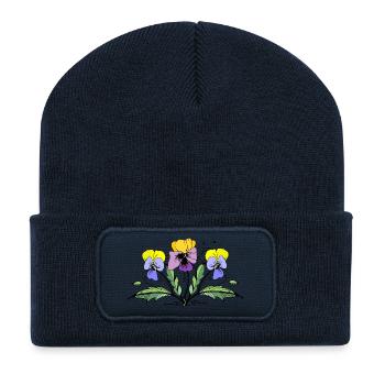 Blumen - Recycelte Patch Beanie - French Navy - Vorne