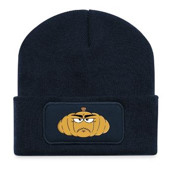 Expressive Furious Grumpy Pumpkin - Recycled Patch Beanie - french navy - Front