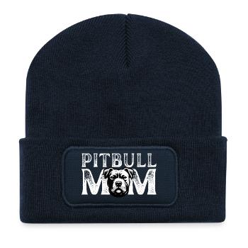 Porträt der Pitbull-Mutter - Recycelte Patch Beanie - French Navy - Vorne