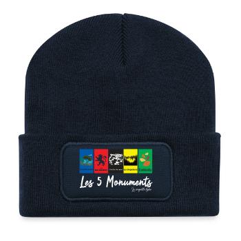 Les 5 Monuments - courses cyclistes - Beanie recyclé à patch - bleu marine - Devant