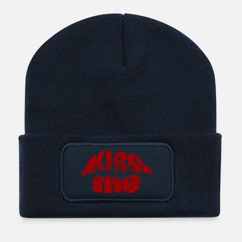 Küss Mich Graffiti Rot - Recycelte Patch Beanie - French Navy