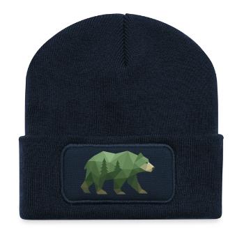 Geometric Bear - Recycled Patch Beanie - french navy - Front