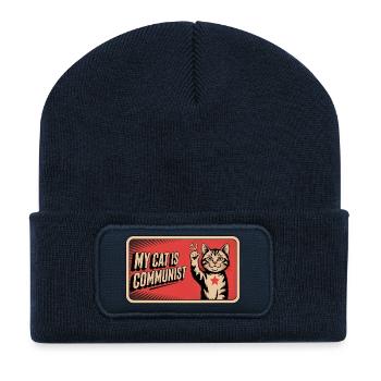 Mon chat est communiste - Drôle de Chat PropagandeT-Shirt - Beanie recyclé à patch - bleu marine - Devant