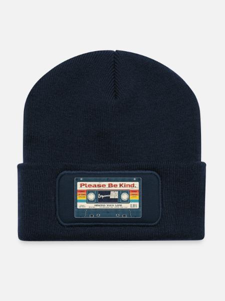 Please Be Kind Tape Aesthetic - Recycelte Patch Beanie - French Navy