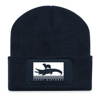 Joyeux anniversaire Capybara Joyeux anniversaire - Beanie recyclé à patch - bleu marine - Devant
