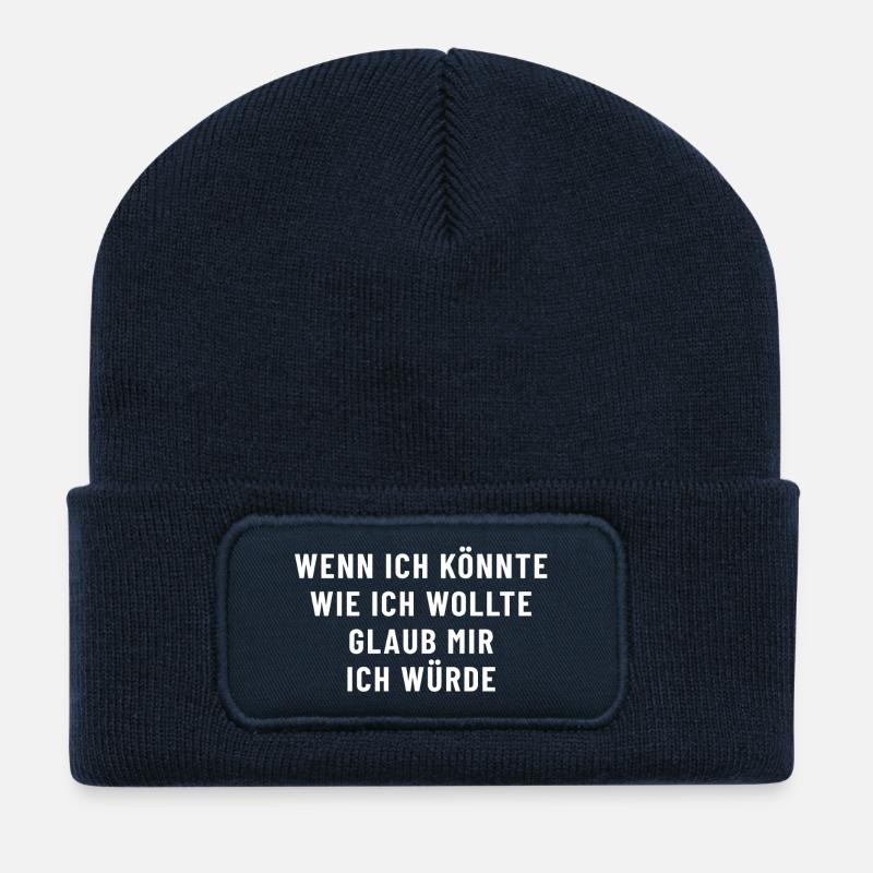 Wenn ich könnte wie ich wollte glaub mir  - Recycelte Patch Beanie - French Navy