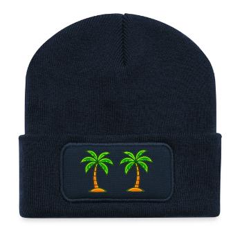 Double Palm Island Impression - Beanie recyclé à patch - bleu marine - Devant