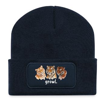 Tigergebrüll Lustiges Tigergebrüll für Tigerliebha - Recycelte Patch Beanie - French Navy - Vorne