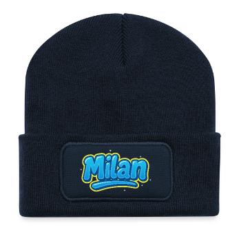 Graffiti First Name Leon Ideal Printable Gift - Recycled Patch Beanie - french navy - Front