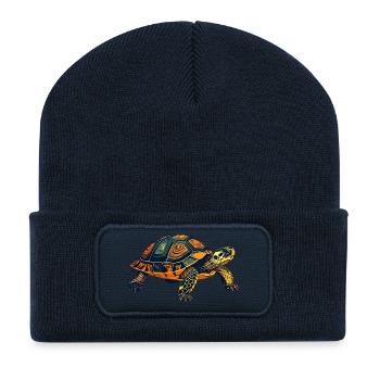 Turtle Portrait Motif - Recycled Patch Beanie - french navy - Front