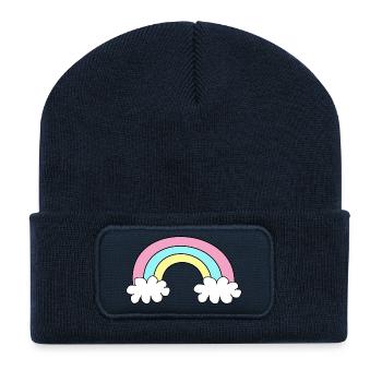 Rainbow Child Picture - Recycled Patch Beanie - french navy - Front