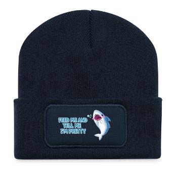 Feed Me and Tell Me I'm Pretty – Kawaii Shark Desi - Recycled Patch Beanie - french navy - Front