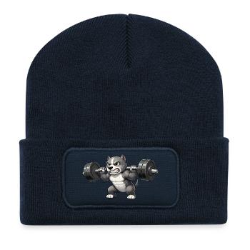 Pitbull Gewichtheber Bodybuilder Powerlifting Gym - Recycelte Patch Beanie - French Navy - Vorne