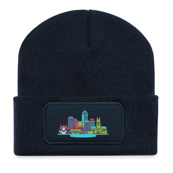 Perth City Skyline Glockenturm Moderne Linienzeichnung - Recycelte Patch Beanie - French Navy - Vorne