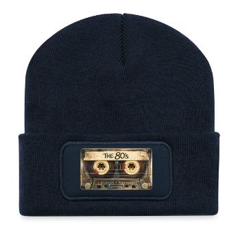 La nostalgie musicale rétro des années 80 - Beanie recyclé à patch - bleu marine - Devant