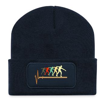 Art rétro Heartbeat Evolution du lancer du poids - Beanie recyclé à patch - bleu marine - Devant