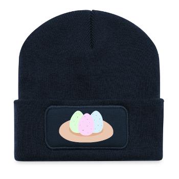 Pastell-Ostereier-Nest - Recycelte Patch Beanie - French Navy - Vorne