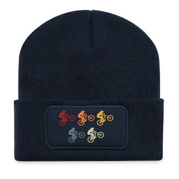 Bicycle Mountain Bike Retro Cyclist Gift - Recycled Patch Beanie - french navy - Front