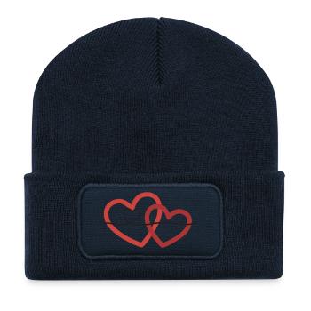 Verbunden in Liebe – geschwungene Herzen - Recycelte Patch Beanie - French Navy - Vorne