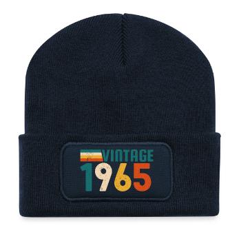 Vintage 1965 Birthday Gifts - Recycelte Patch Beanie - French Navy - Vorne