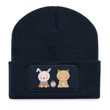 Cute Cats Easter - Recycled Patch Beanie - french navy - Front