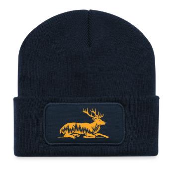 Cerf - Beanie recyclé à patch - bleu marine - Devant