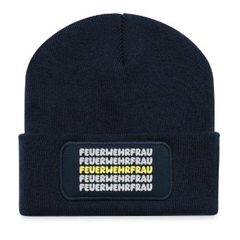 Geschenk für Feuerwehrfrau - Recycelte Patch Beanie - French Navy - Vorne