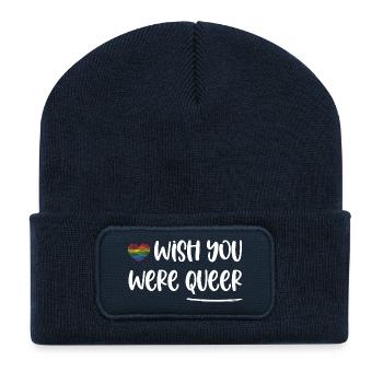 LGBT-Pride-Monat – Ich wünschte, du wärst queer - Recycelte Patch Beanie - French Navy - Vorne