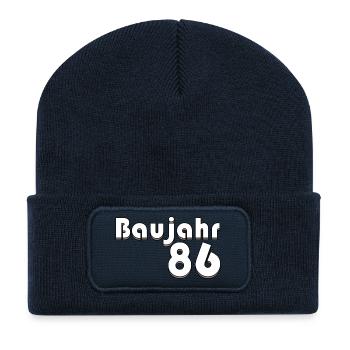 Year 86 Retro Typography 40th Birthday - Recycled Patch Beanie - french navy - Front