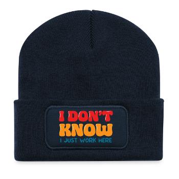 I Don't Know I Just Work Here Funny Office Art - Recycled Patch Beanie - french navy - Front
