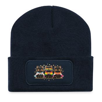 Pride Month LGBTQ – Rainbow Cats - Recycelte Patch Beanie - French Navy - Vorne