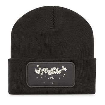 Kirschenbaum Zweig mit weissen Blüten Abbildung - Recycelte Patch Beanie - Dunkelgrau - Vorne