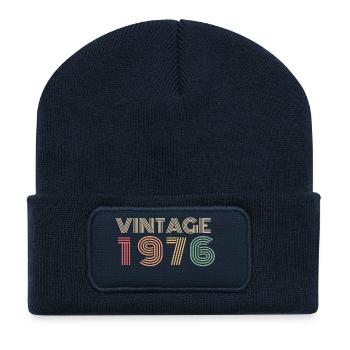 Néon Rétro 60 Ans Soixantaine Anniversaire 1966 - Beanie recyclé à patch - bleu marine - Devant