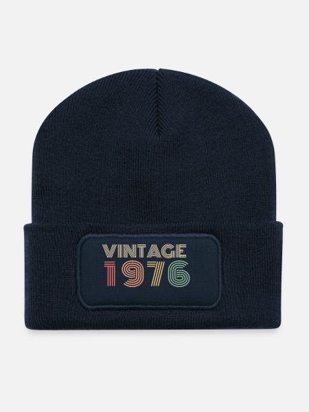 Neon Retro 60 Jahre alt, Sechziger Geburtstag 1966 - Recycelte Patch Beanie - French Navy