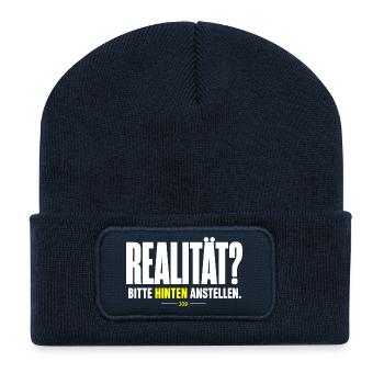 REALITÄT? Hinten Anstellen Design - Recycelte Patch Beanie - French Navy - Vorne