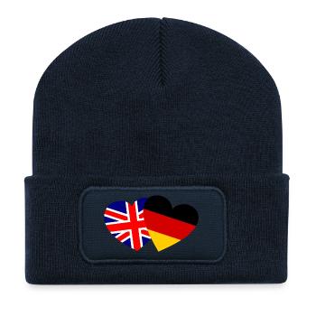 Heart UK Germany Friendship - Recycled Patch Beanie - french navy - Front
