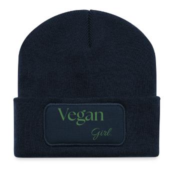 Fille Vegan. - Beanie recyclé à patch - bleu marine - Devant