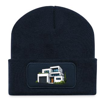 Modern flat roof villa - Recycled Patch Beanie - french navy - Front