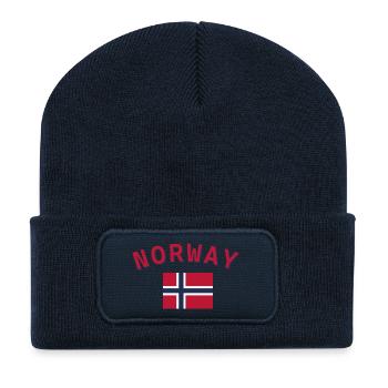Norway Curved Text with Flag - Recycled Patch Beanie - french navy - Front