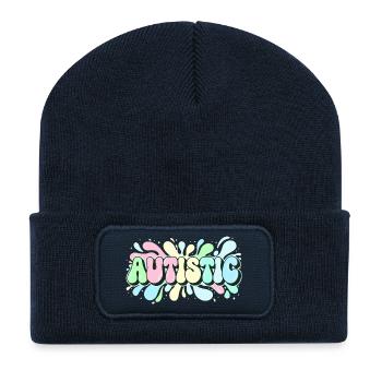 Autistic Bright Rainbow - Recycled Patch Beanie - french navy - Front