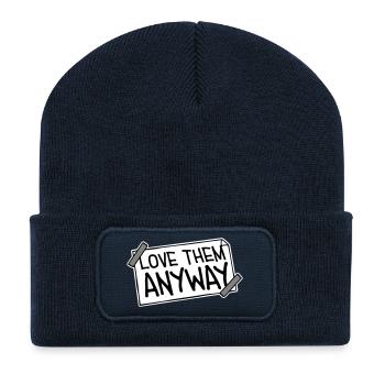 Love Them Anyway Inspirierend Bedingungslose Liebe - Recycelte Patch Beanie - French Navy - Vorne