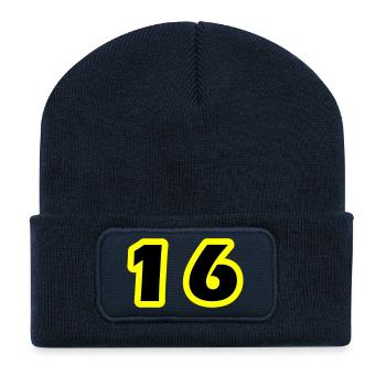 Symbole numérique 16 - Beanie recyclé à patch - bleu marine - Devant