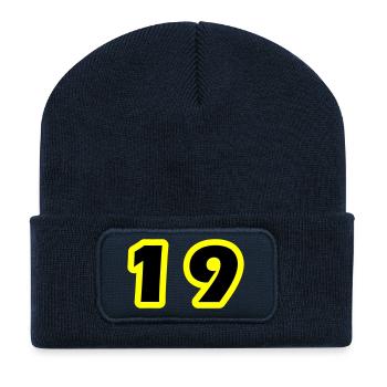 Symbole numérique 19 - Beanie recyclé à patch - bleu marine - Devant