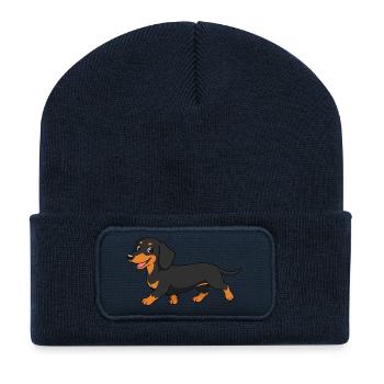 Image of a dachshund in cartoon style - Recycled Patch Beanie - french navy - Front