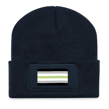 Agender Pride Flag - Recycled Patch Beanie - french navy - Front