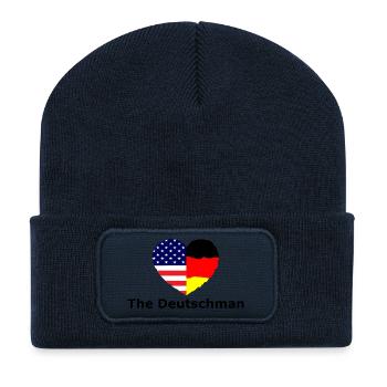 Heart Flag USADeutschland Fusion - Beanie recyclé à patch - bleu marine - Devant