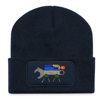 ReparierTier mit LubriFast - Recycelte Patch Beanie - French Navy - Vorne