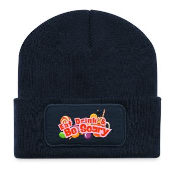 Essen, Trinken & Sei Gruseliges Halloween-Tee - Recycelte Patch Beanie - French Navy - Vorne
