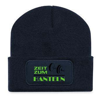Zeit zum Hanteln Bodybuilder Bodybuilding Sport - Recycelte Patch Beanie - French Navy - Vorne