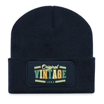 44. Geburtstag Original Vintage 1982 Retro - Recycelte Patch Beanie - French Navy - Vorne
